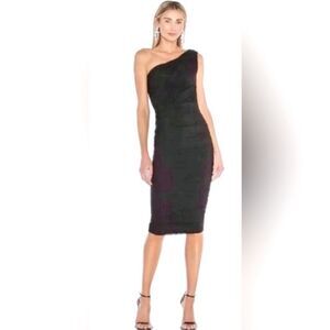 house of harlow one shoulder dress House of Harlow Velvet One Shoulder Dress Size L Holiday Ruched Side Garnet Red